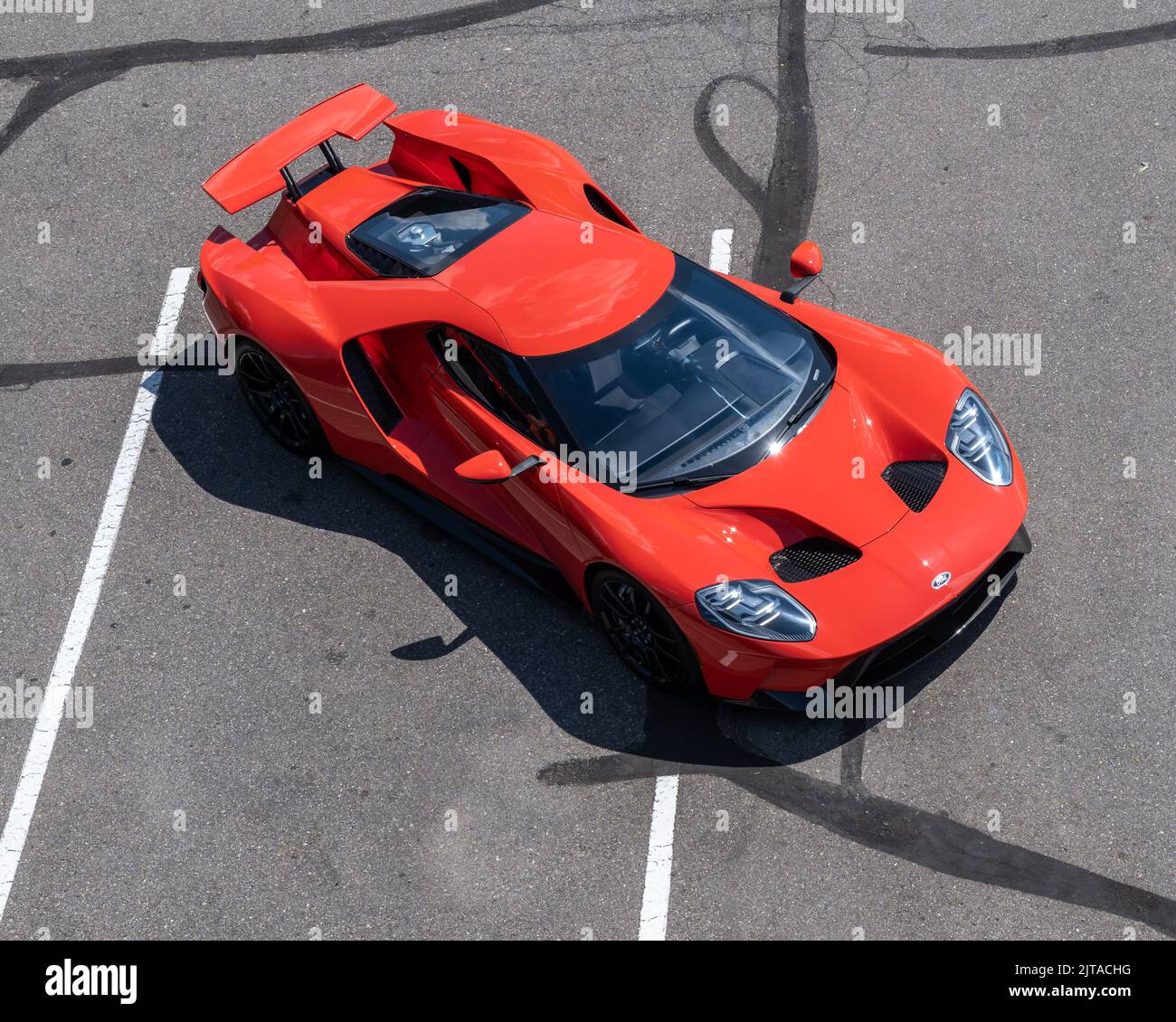 ROYAL OAK, MI/USA - 19 AOÛT 2022 : une voiture Ford GT 2022 à l'exposition Ford sur la route Woodward Dream Cruise. Banque D'Images