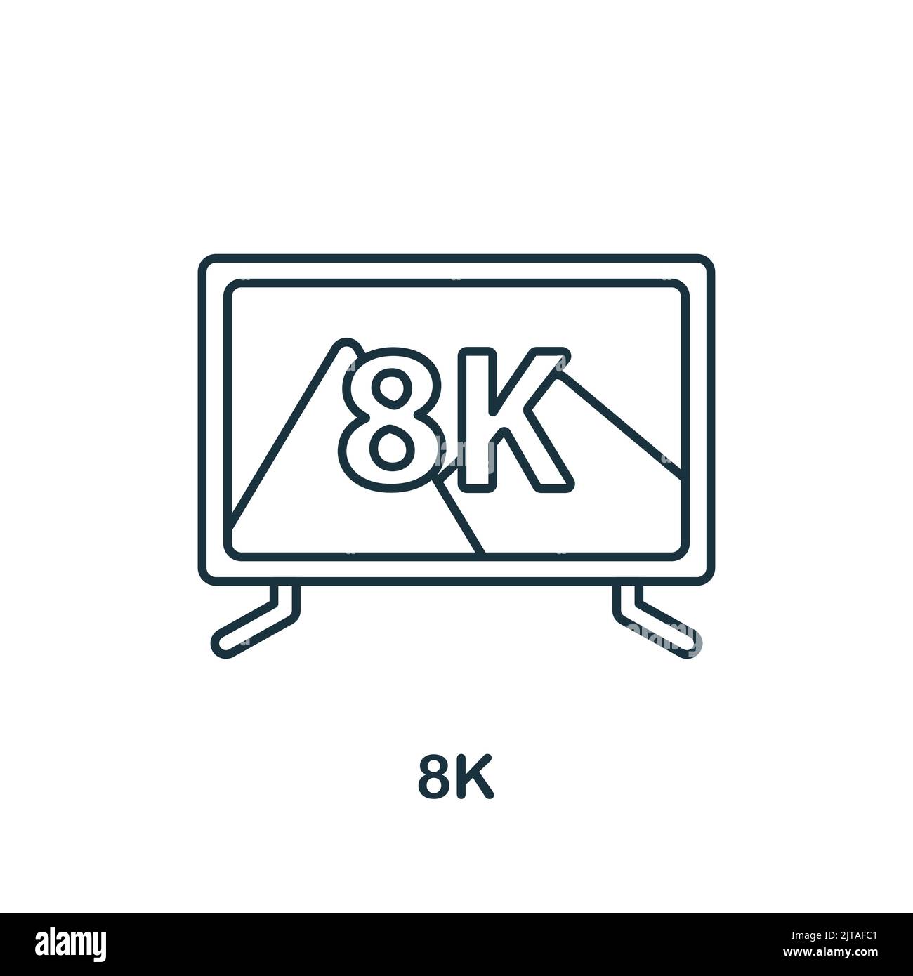 8K icône. Icône Line simple pour les modèles, la conception Web et les infographies Illustration de Vecteur