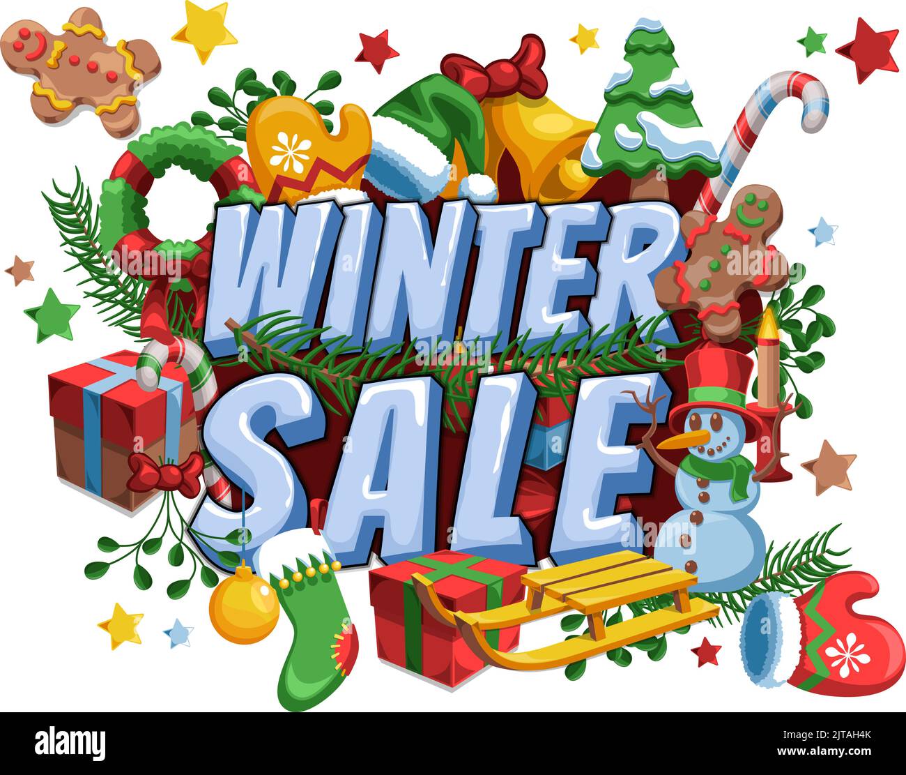 Soldes d'hiver Noel yuletide thème Vector Design logotype Illustration de Vecteur