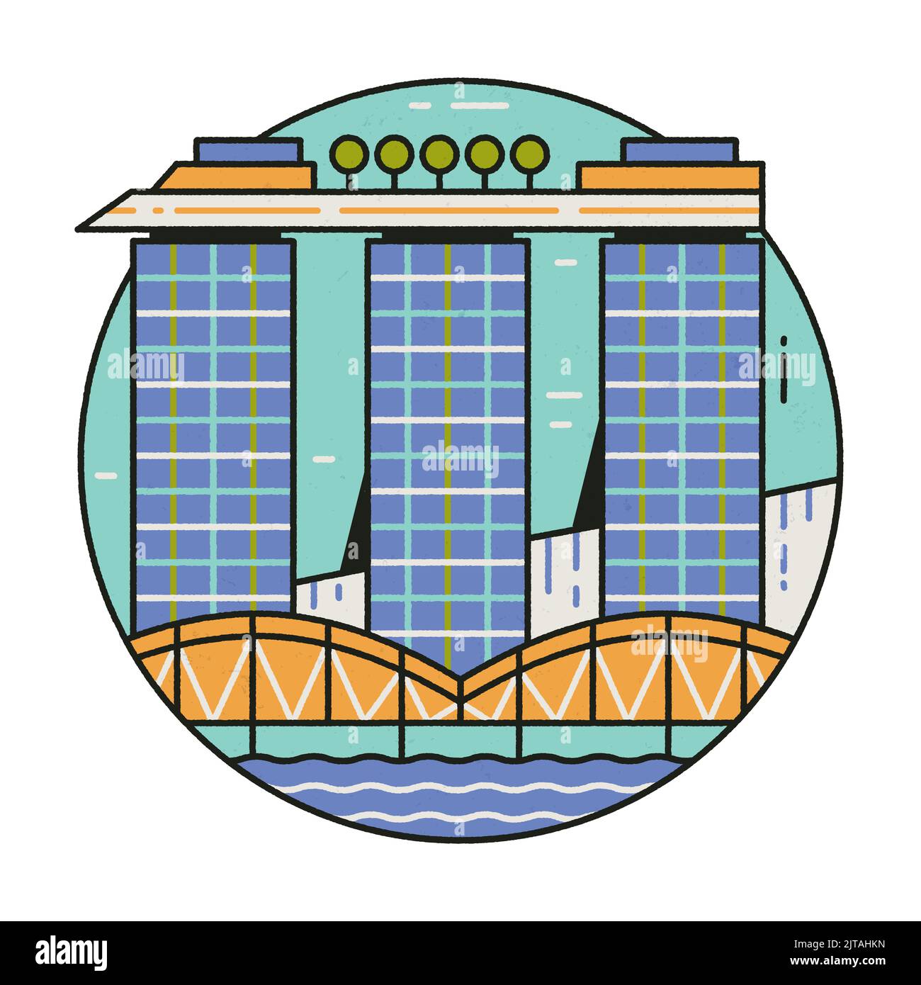 Icône Singapore Marina Bay Sands Circle Line Illustration de Vecteur