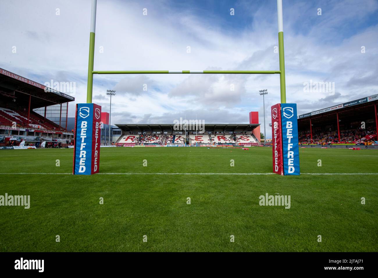 Kingston upon Hull, Royaume-Uni. 29th août 2022. Vue générale depuis l'arrière des bâtons à l'intérieur du stade du groupe Sewell Craven Park, avant le match de cet après-midi à Kingston upon Hull, Royaume-Uni, le 8/29/2022. (Photo de James Heaton/News Images/Sipa USA) crédit: SIPA USA/Alay Live News Banque D'Images