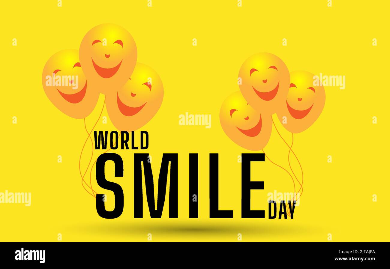 illustration jaune du sourire de ballon, bonne pour célébration du jour du sourire du monde, conception plate, conception de brochure, affiche, brochure, carte, illustration plate. Illustration de Vecteur