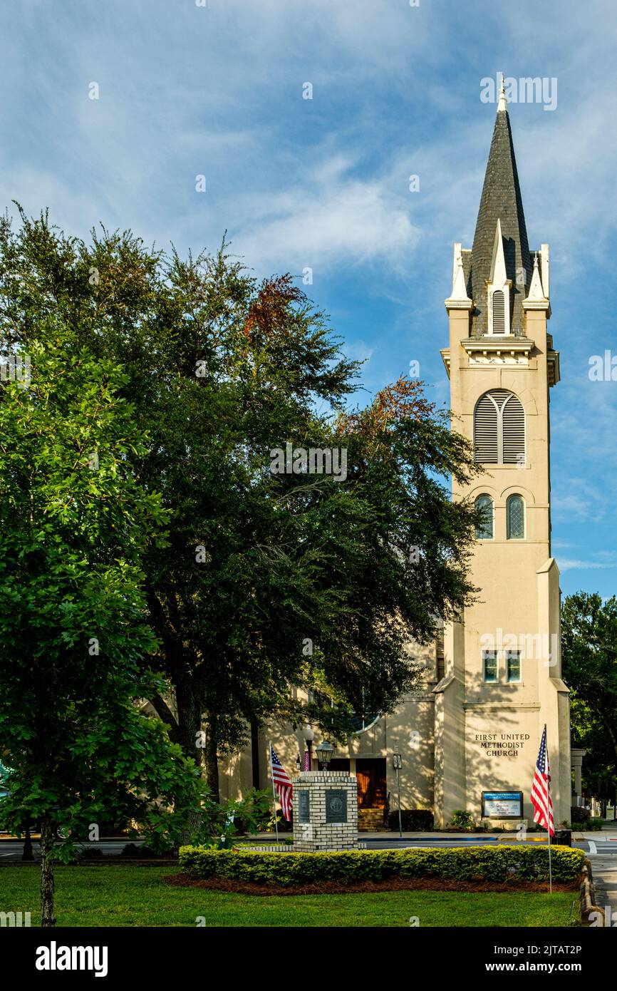 Première église méthodiste unie de Valdosta, North Patterson Street, Valdosta, Géorgie Banque D'Images