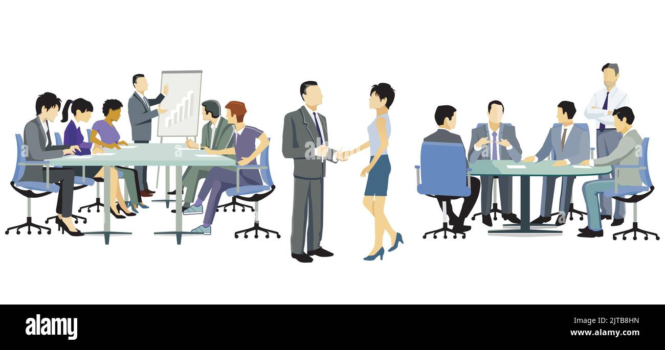 Consultation d'équipe, illustration des réunions d'affaires Illustration de Vecteur