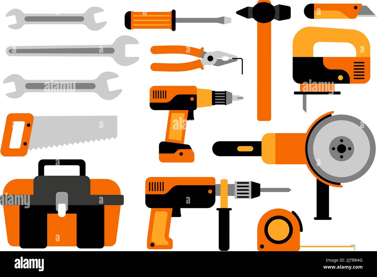 Jeu d'outils mécaniques et électriques Illustration de Vecteur