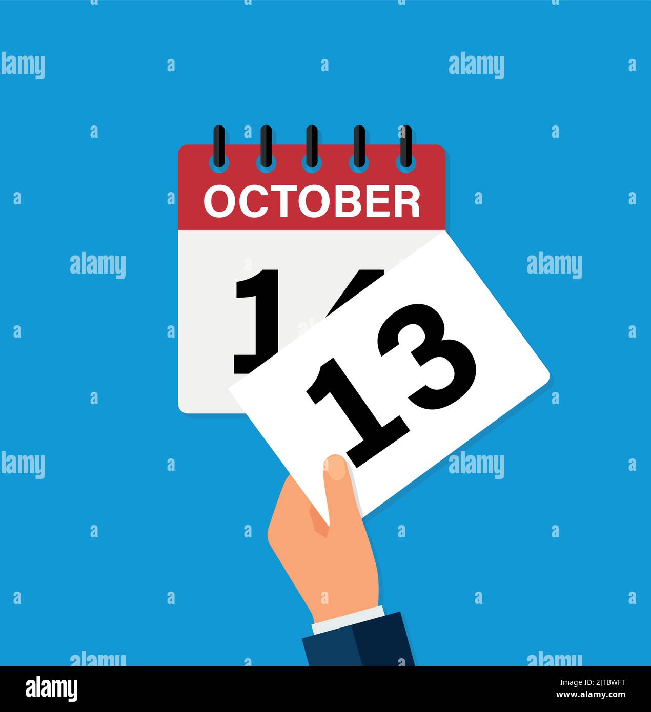 Icône jour calendrier - 13 octobre. 13ème jours du mois, illustration vectorielle Image Vectorielle Stock - Alamy