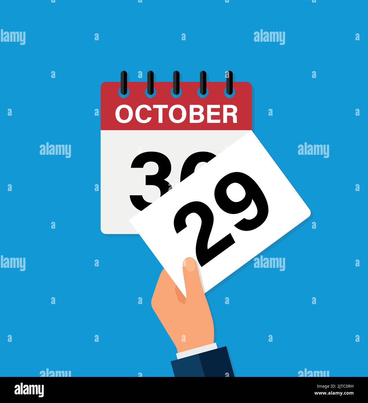 déchirez une feuille octobre 29 sur un calendrier mural. l'arrivée d'une nouvelle journée. illustration vectorielle plate. SPE 10 Illustration de Vecteur