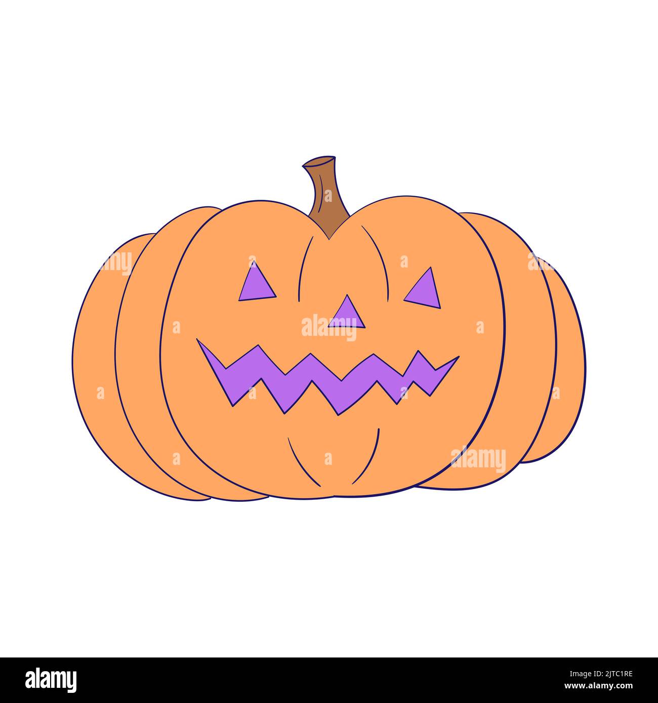 Jack O Lantern Icon Halloween citrouille. Icône d'Halloween plate colorée. Design fin. Illustration vectorielle dans des couleurs modernes Illustration de Vecteur