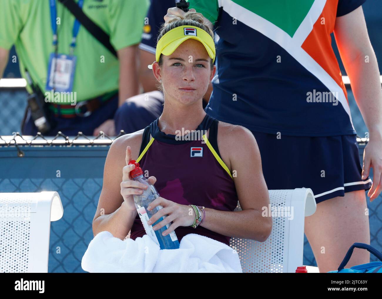 New York, États-Unis, 29th, août 2022. LA joueuse DE tennis AMÉRICAINE Elisabeth Mandlik (fille de l'ancienne championne du Grand Chelem Hana Mandlikova) en action lors du tournoi de l'US Open au Centre national de tennis Billie Jean King, le lundi 28 août 2022. © Juergen Hasenkopf / Alamy Live News Banque D'Images