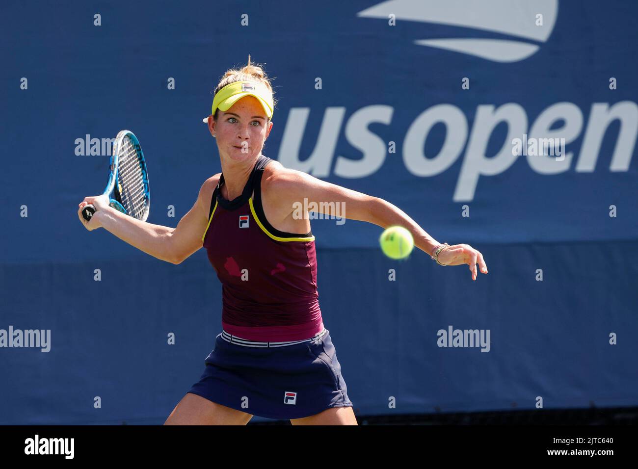 New York, États-Unis, 29th, août 2022. LA joueuse DE tennis AMÉRICAINE Elisabeth Mandlik (fille de l'ancienne championne du Grand Chelem Hana Mandlikova) en action lors du tournoi de l'US Open au Centre national de tennis Billie Jean King, le lundi 28 août 2022. © Juergen Hasenkopf / Alamy Live News Banque D'Images