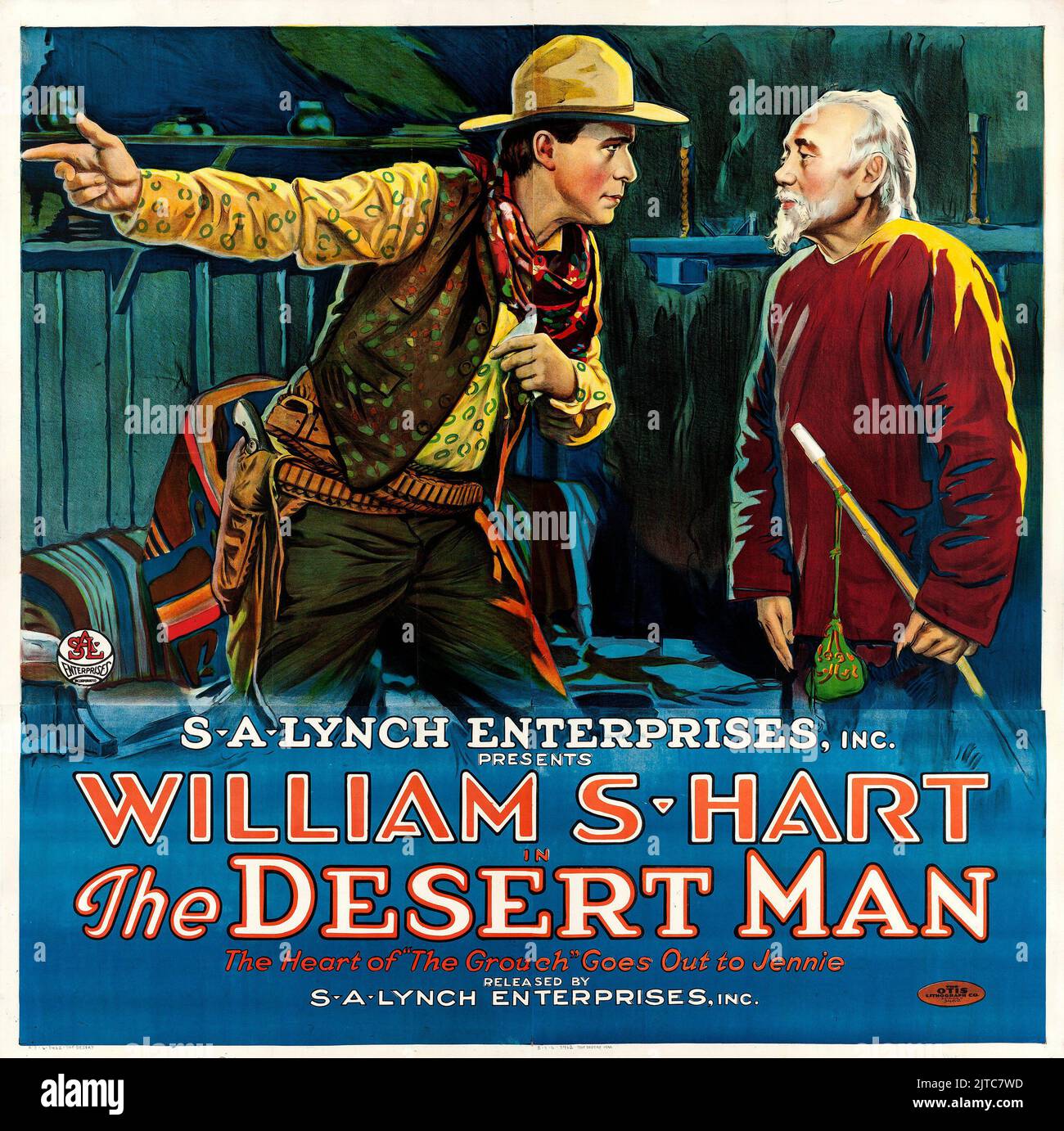 Old Western Movie - affiche de film vintage - The Desert Man (S.A. Lynch, 1917) William S. Hart Banque D'Images