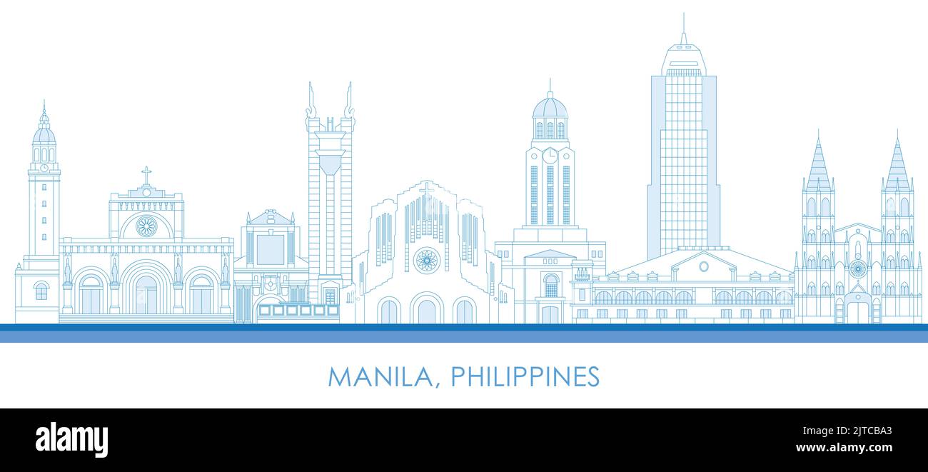 Aperçu Skyline panorama de la ville de Manille, Philippines - illustration vectorielle Banque D'Images