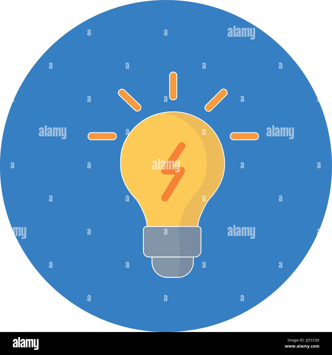 Icône d'ampoule colorée dans un cercle bleu. Concept de crise de l'électricité et de l'énergie. Illustration de Vecteur