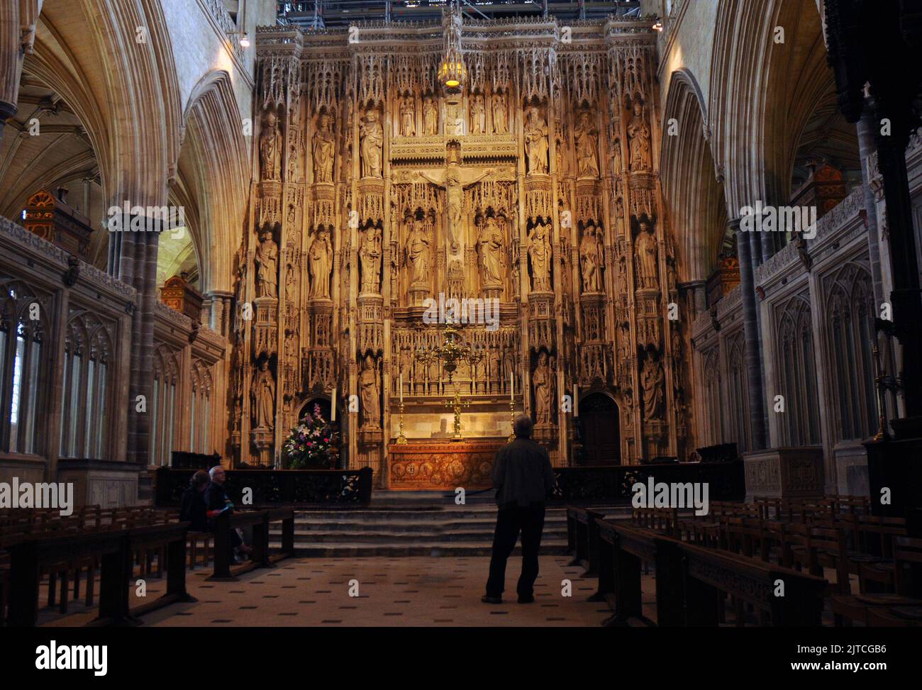 THE3 AUTEL SCULPTÉ À LA CATHÉDRALE DE WINCHESTER, WINCHESTER, HANTS PIC MIKE WALKER, MIKE WALKER IMAGES,2012 Banque D'Images