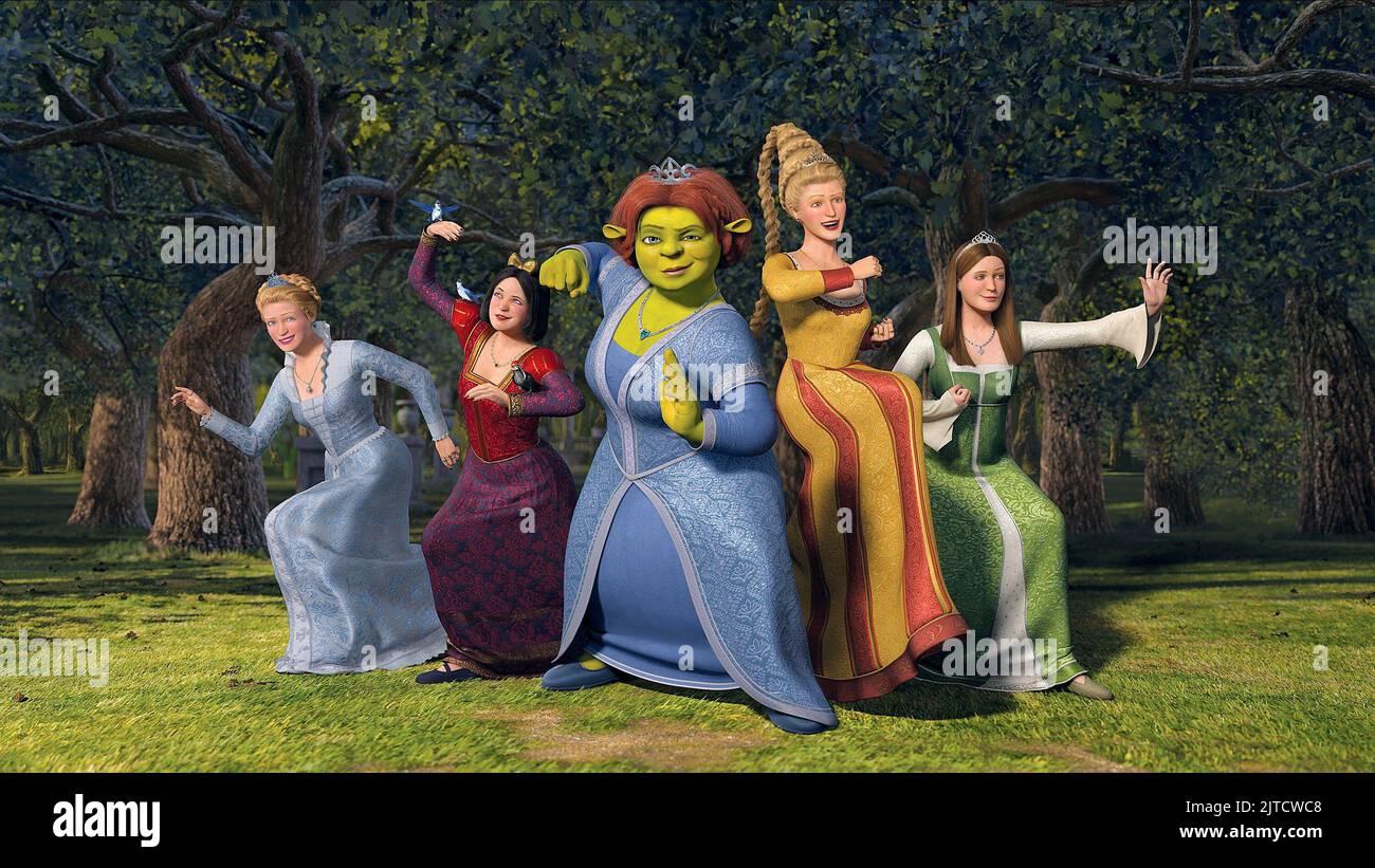 Cendrillon, Blanche Neige, la princesse Fiona, RAPUNZEL, Sleeping Beauty, Shrek le troisième, 2007 Banque D'Images
