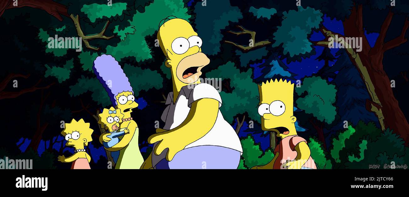 LISA, MAGGIE, MARGE, HOMER, BART SIMPSON, LE FILM SIMPSONS, 2007 Banque D'Images