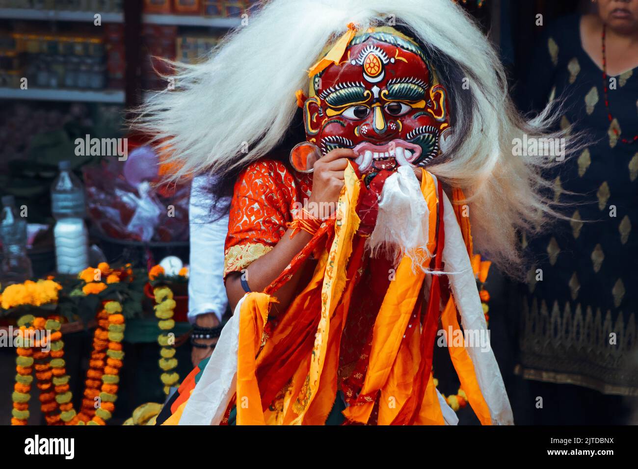 Lakhey Dance qui est une danse traditionnelle à Katmandou et les communautés de newari dans la vallée de Katmandou, au Népal. Banque D'Images