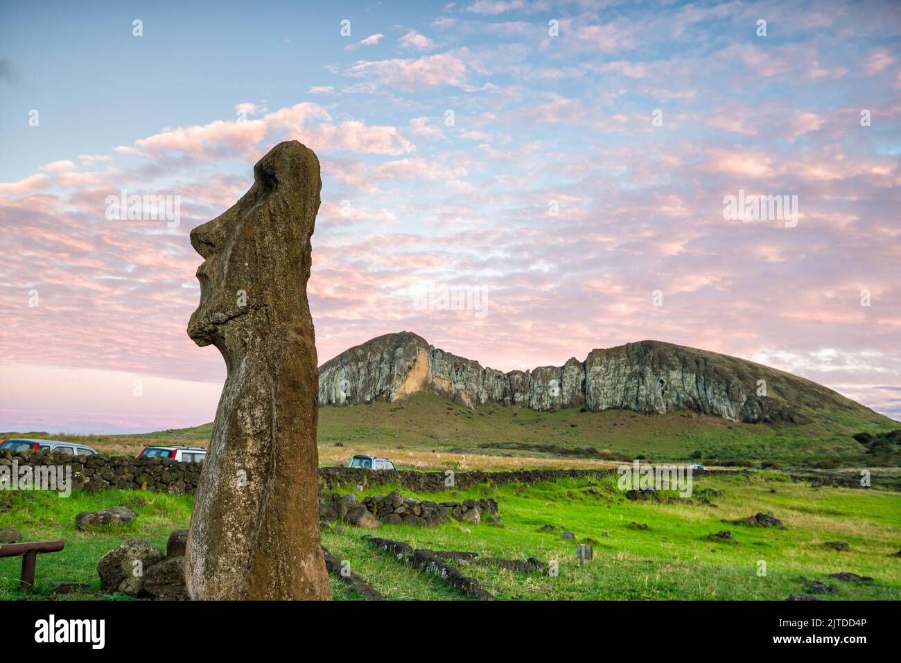 Moais à l'AHU Tongariki dans l'île de Pâques, au Chili Banque D'Images