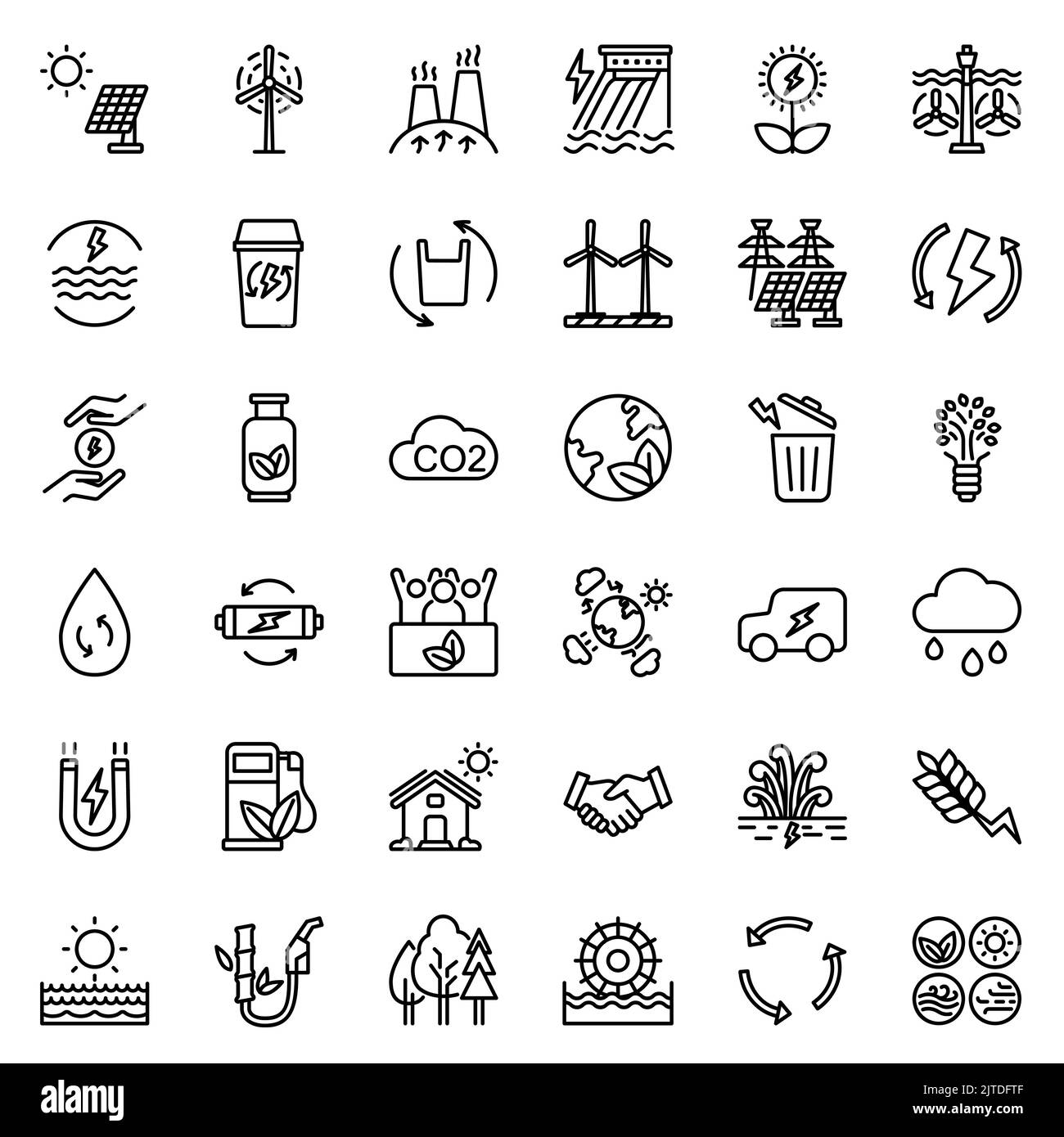 Énergie renouvelable, source d'énergie durable, logo d'icône de ligne dans un style minimaliste Illustration de Vecteur