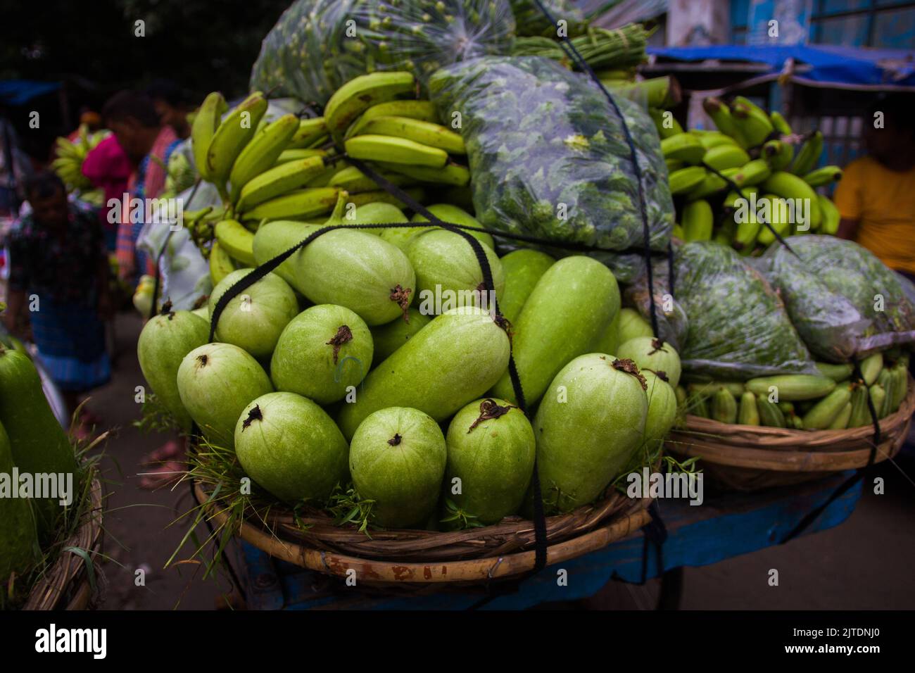 Les légumes sont l'une des principales sources de revenu pour les agriculteurs bangladais. Auparavant, il était uniquement destiné à la consommation des ménages, mais il est désormais devenu des cultures de rente. Banque D'Images