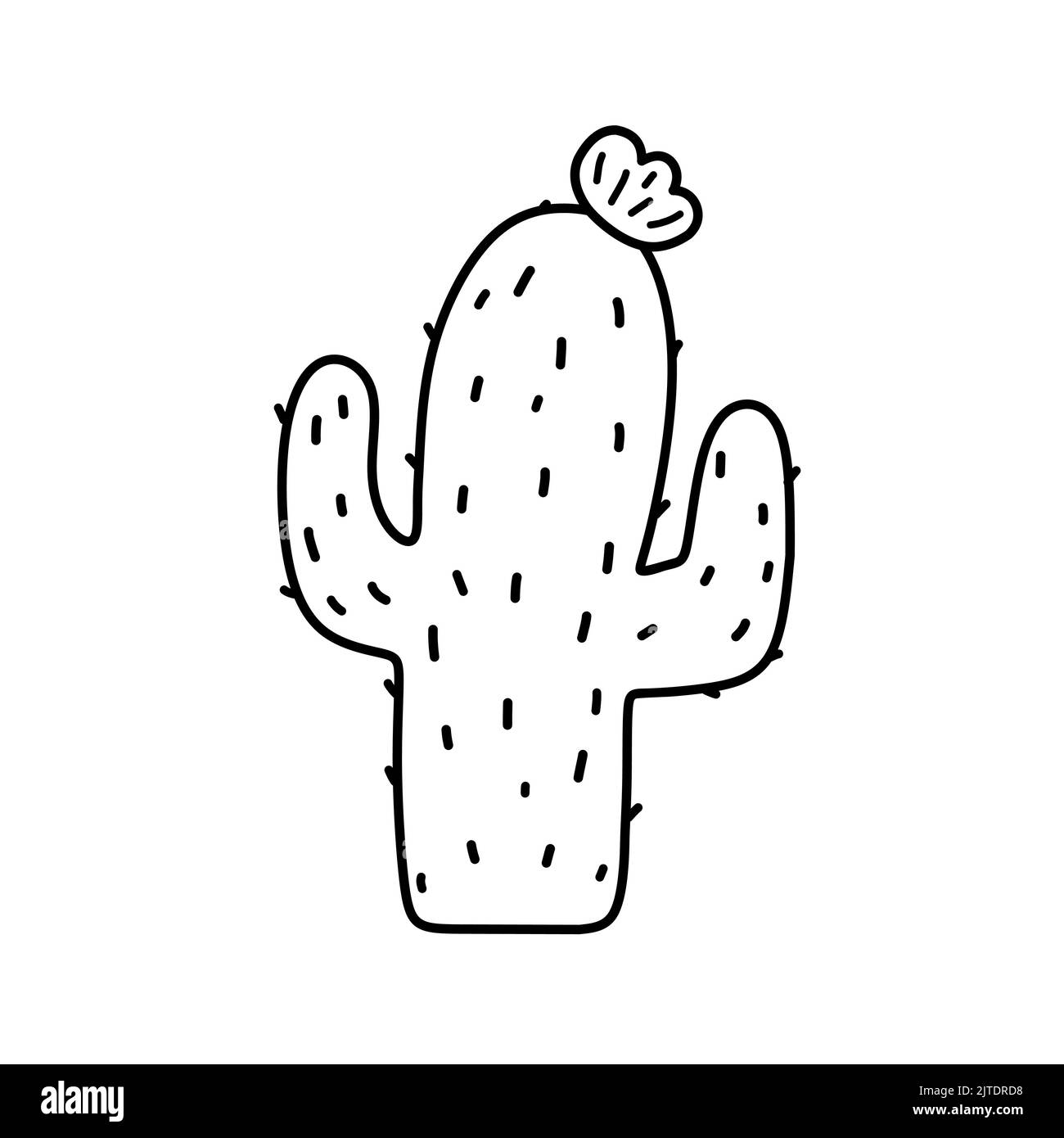 Mignon cactus de dessin animé isolé sur fond blanc. Illustration vectorielle dessinée à la main, style doodle. Parfait pour les cartes, le logo, les décorations, divers motifs Illustration de Vecteur