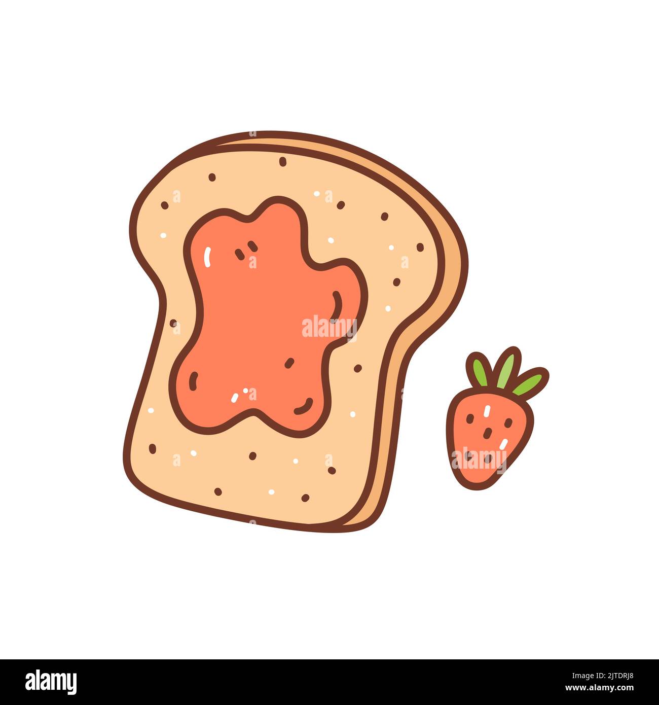 Griller avec de la confiture de fraise isolée sur fond blanc. Illustration vectorielle dessinée à la main, style doodle. Parfait pour divers motifs, cartes, décoration Illustration de Vecteur