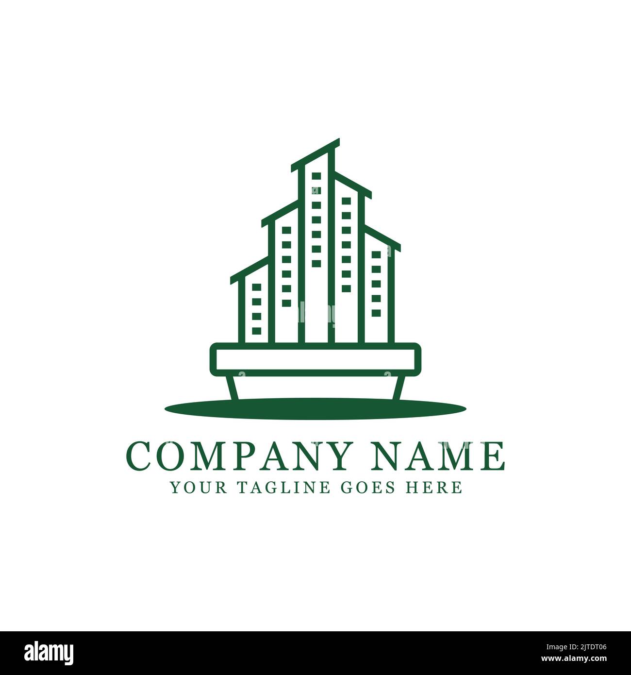Logo « Appartement vert », vecteur du logo extérieur du bâtiment. Bon pour la construction, l'immobilier, gratte-ciel et modèle de logo de compagnie d'affaires Illustration de Vecteur