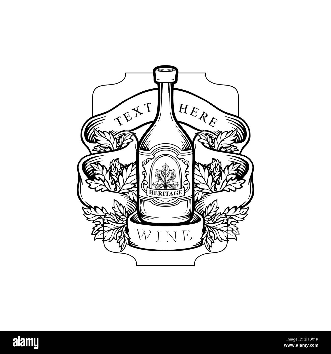 Bouteille Beer Heritage badge Silhouette illustrations vectorielles pour votre travail logo, t-shirt de marchandise de mascotte, autocollants et étiquettes, poster, greetin Banque D'Images