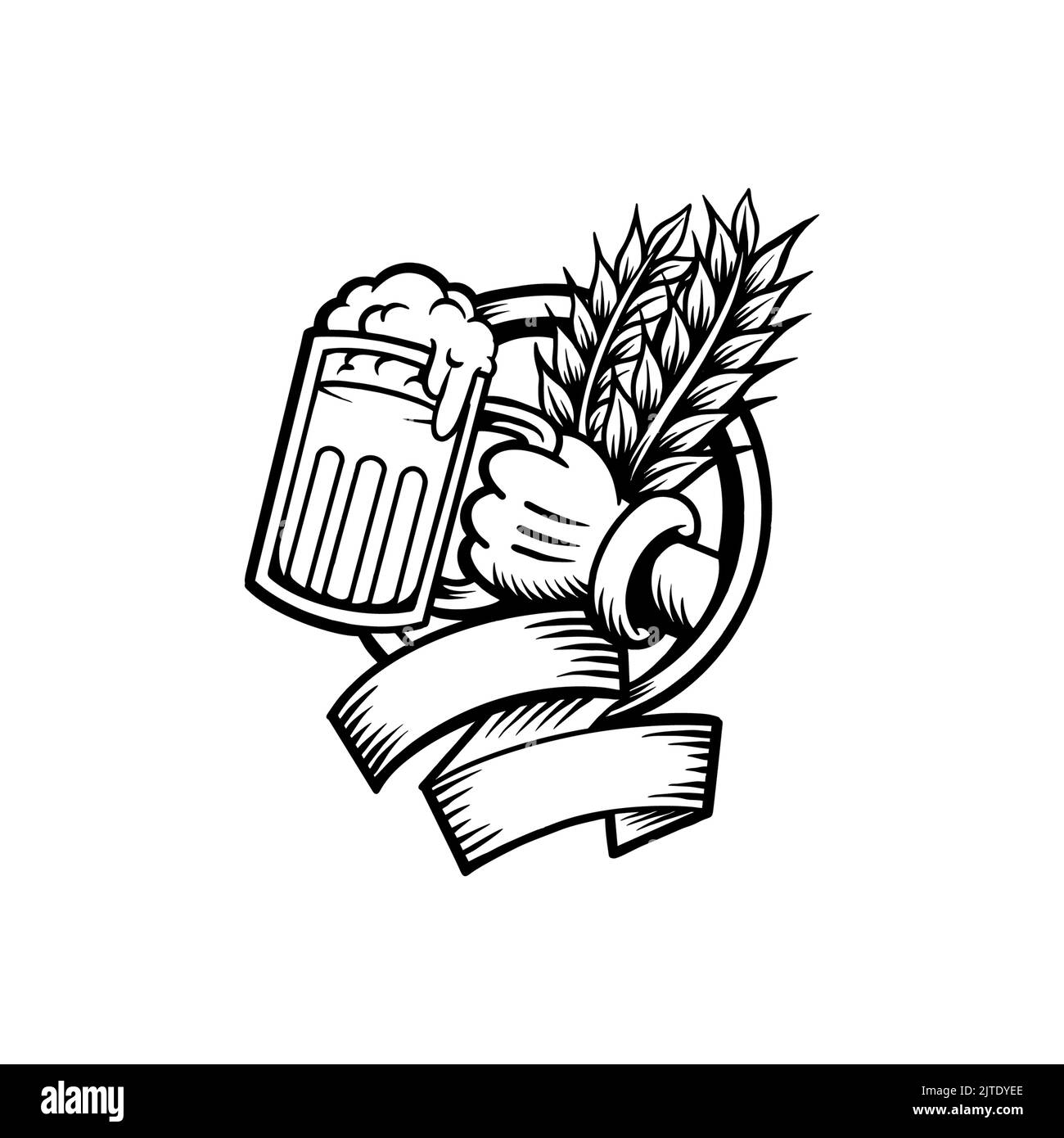 Caricature de bière en verre Mascot Silhouette illustrations vectorielles pour votre travail logo, t-shirt de la marchandise de la mascotte, autocollants et dessins d'étiquettes, affiche, message d'accueil Banque D'Images