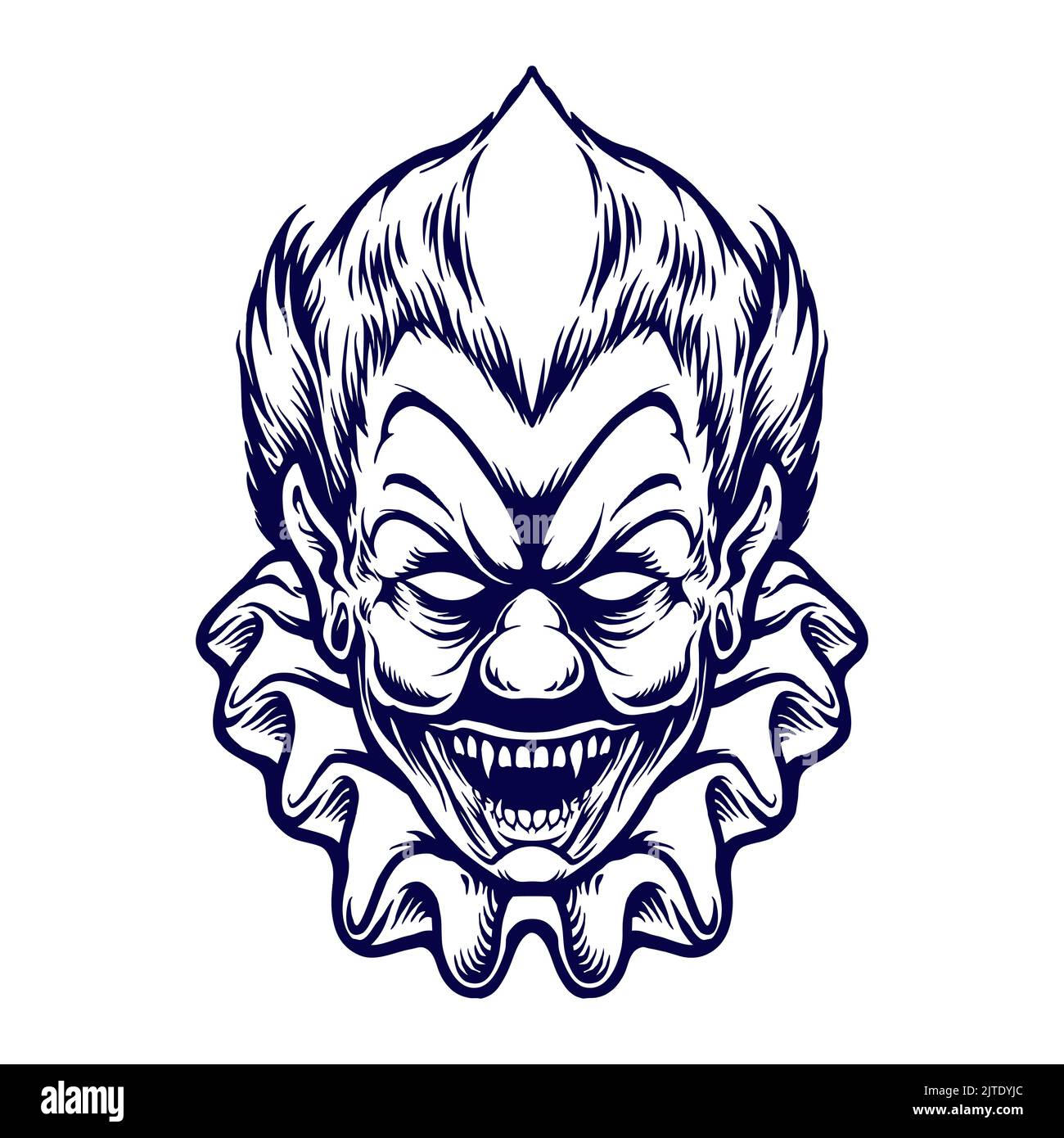 Clown Creepy Head Silhouette illustrations vectorielles pour votre travail logo, t-shirt de mascotte, autocollants et étiquettes, affiche, cartes de vœux Banque D'Images