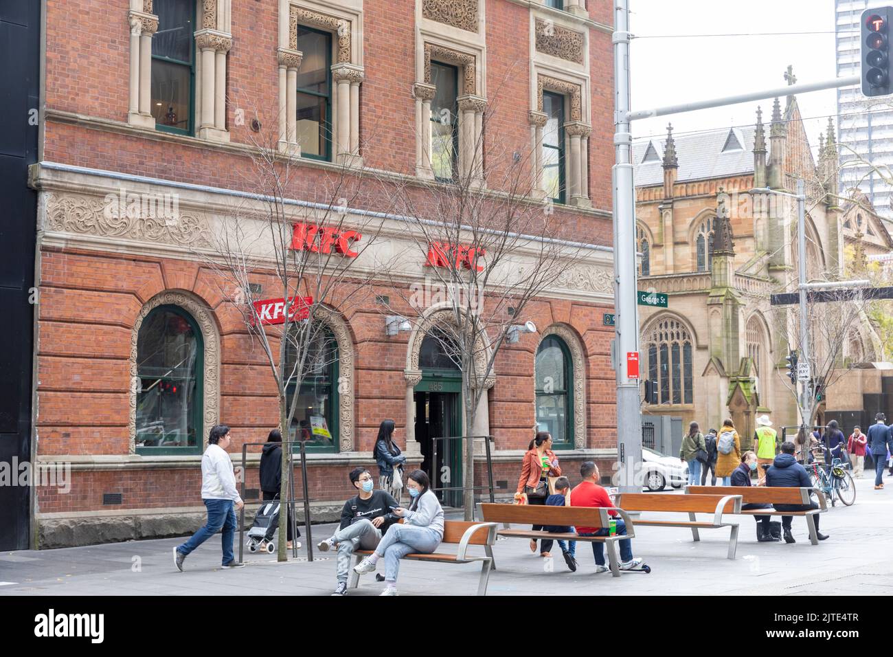 Restaurant de poulet frit KFC kentucky vendant de la nourriture à George Street, centre-ville de Sydney, Nouvelle-Galles du Sud, Australie Banque D'Images