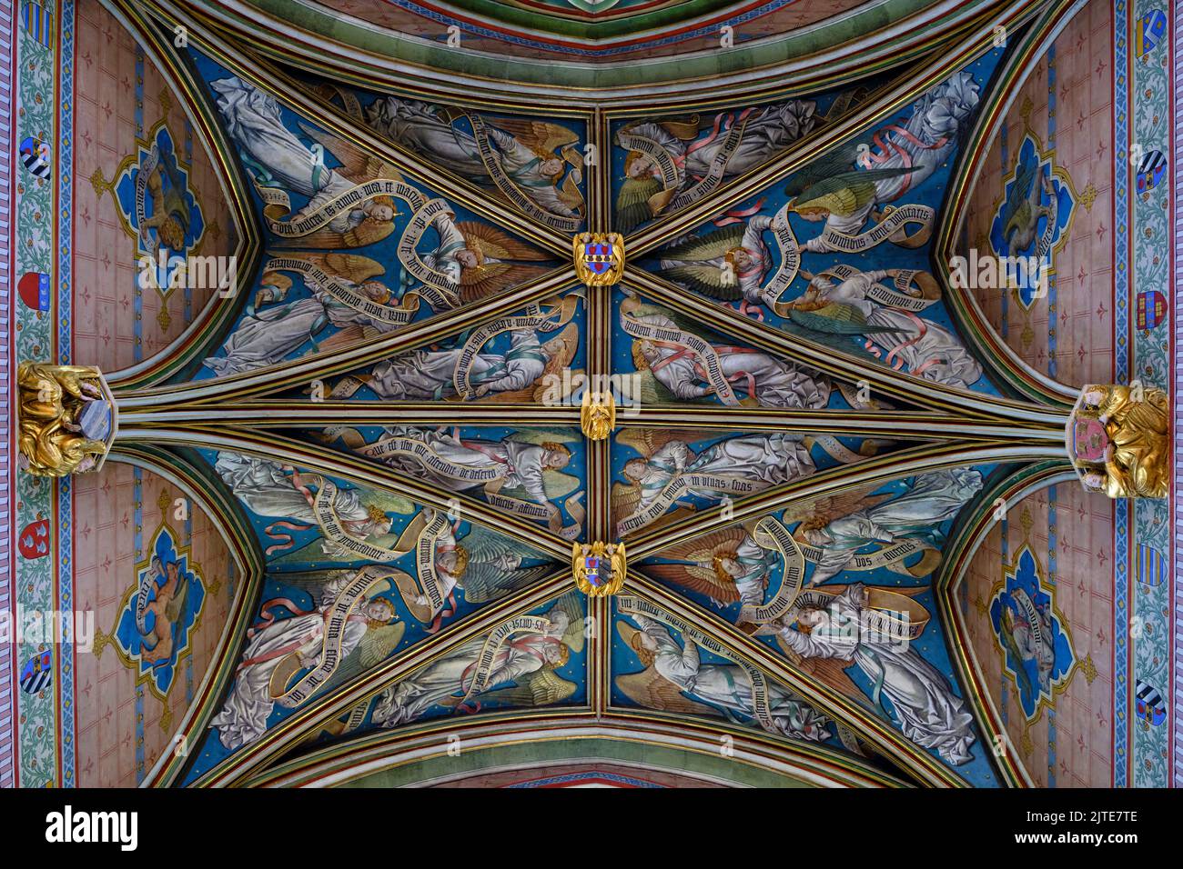 La France, cher (18), Bourges, Palais Jacques Cœur, le plafond de la chapelle Banque D'Images