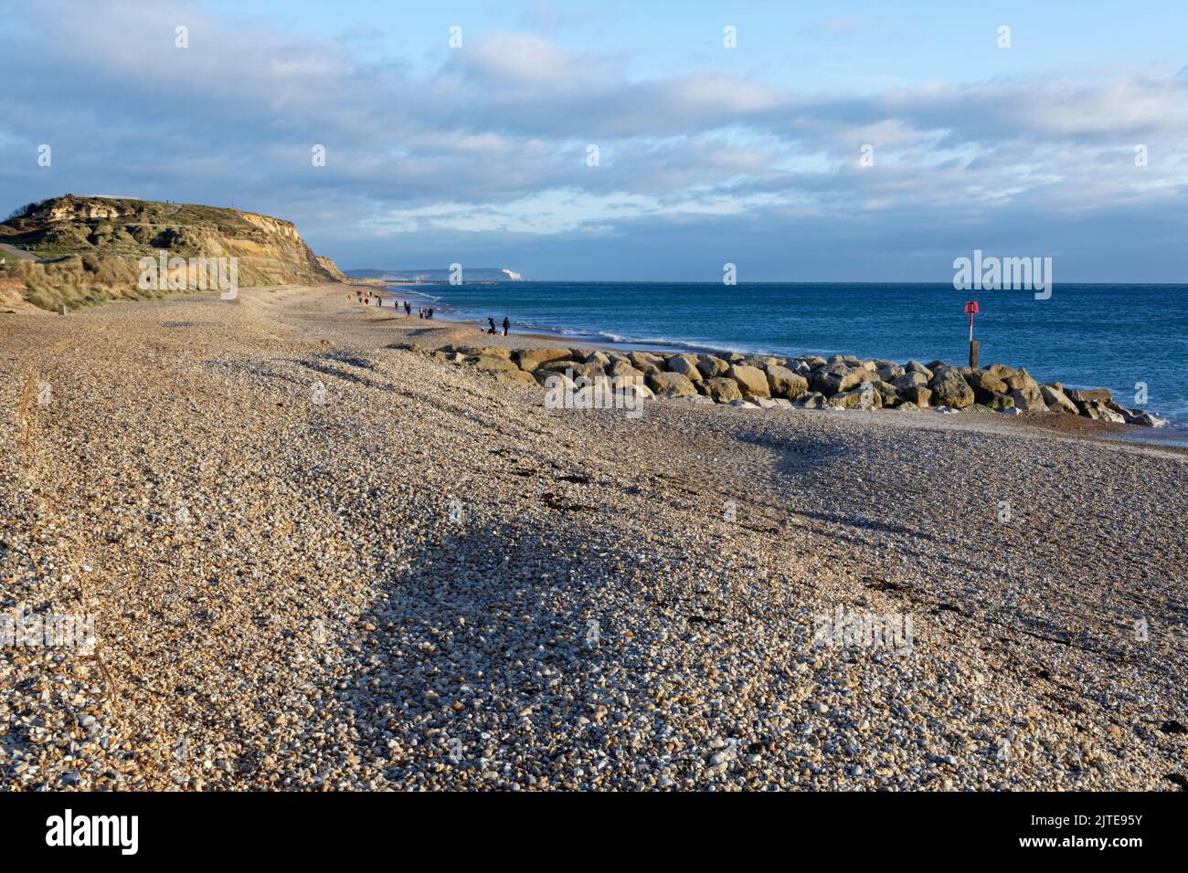 White Pits Beach sur Hengistbury Head en hiver, Hampshire, Royaume-Uni, novembre 2021. Banque D'Images