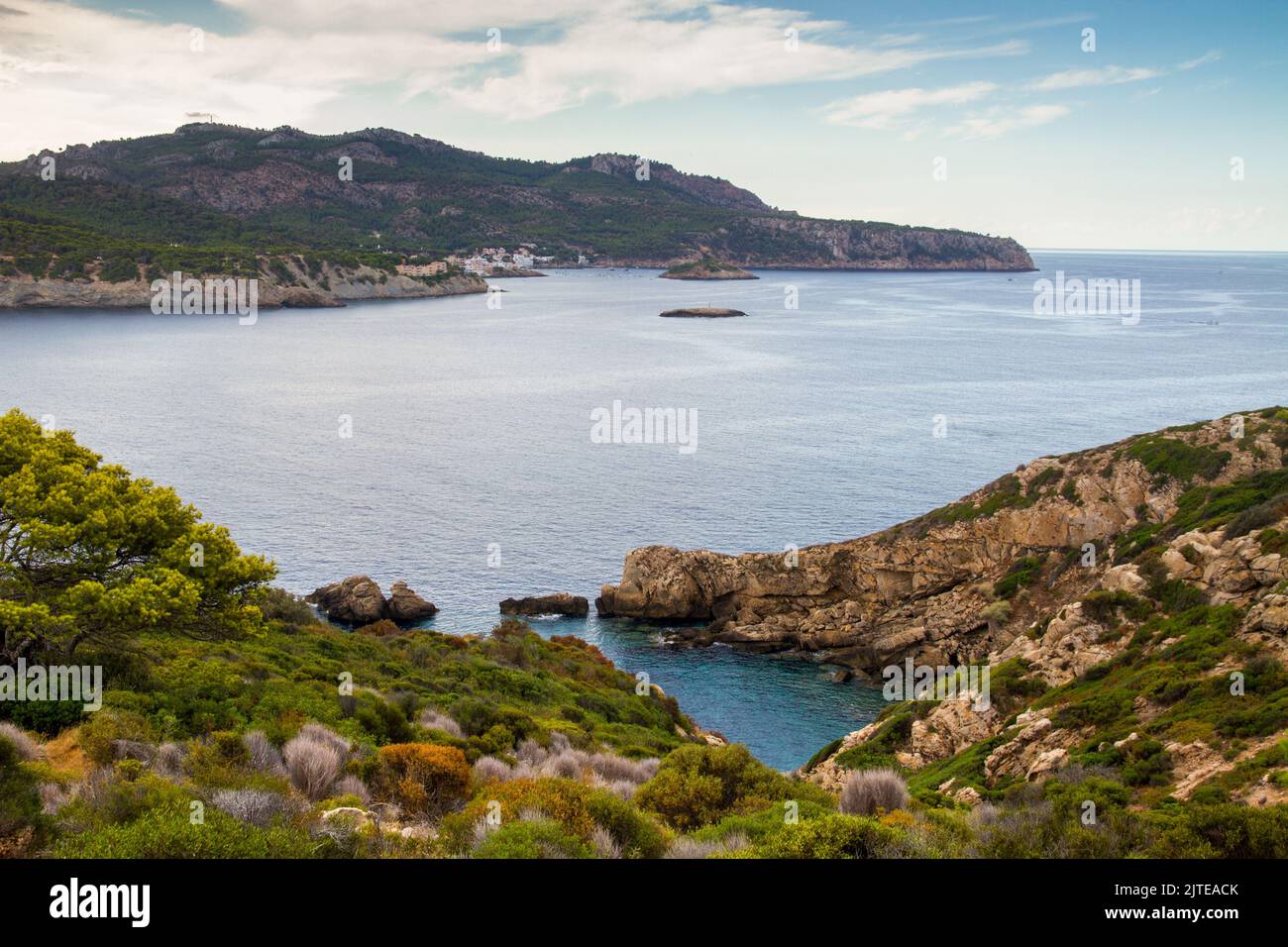 Vue de l'île de sa Dragonera à Sant Elm , Mallorca Espagne Réserve naturelle méditerranéenne Banque D'Images