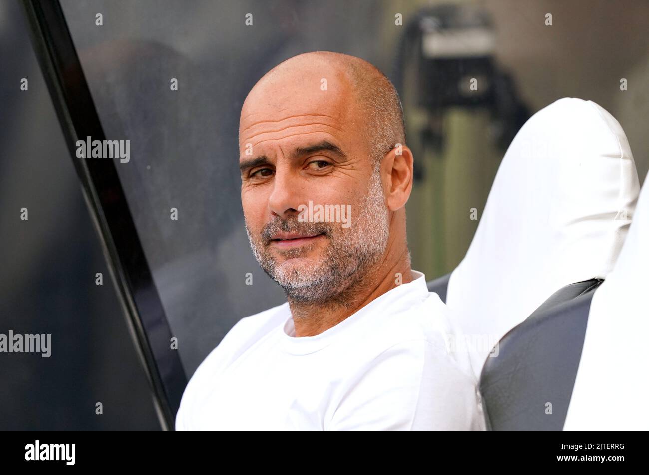 Photo du dossier datée du 21-08-2022 du directeur de Manchester City, PEP Guardiola, qui sait que son côté ne peut pas continuer à grimper dans les montagnes de la Premier League. Date de publication : mardi 30 août 2022. Banque D'Images