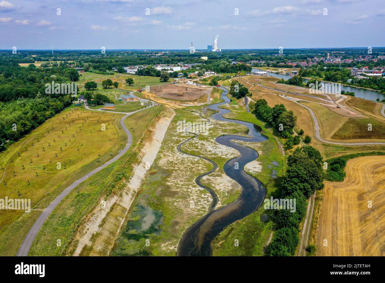 Recklinghausen, Castrop-Rauxel, Rhénanie-du-Nord-Westphalie, Allemagne - projet de construction d'EMSCHERLAND, parc d'expériences aquatiques et naturelles de 37 hectares à t Banque D'Images