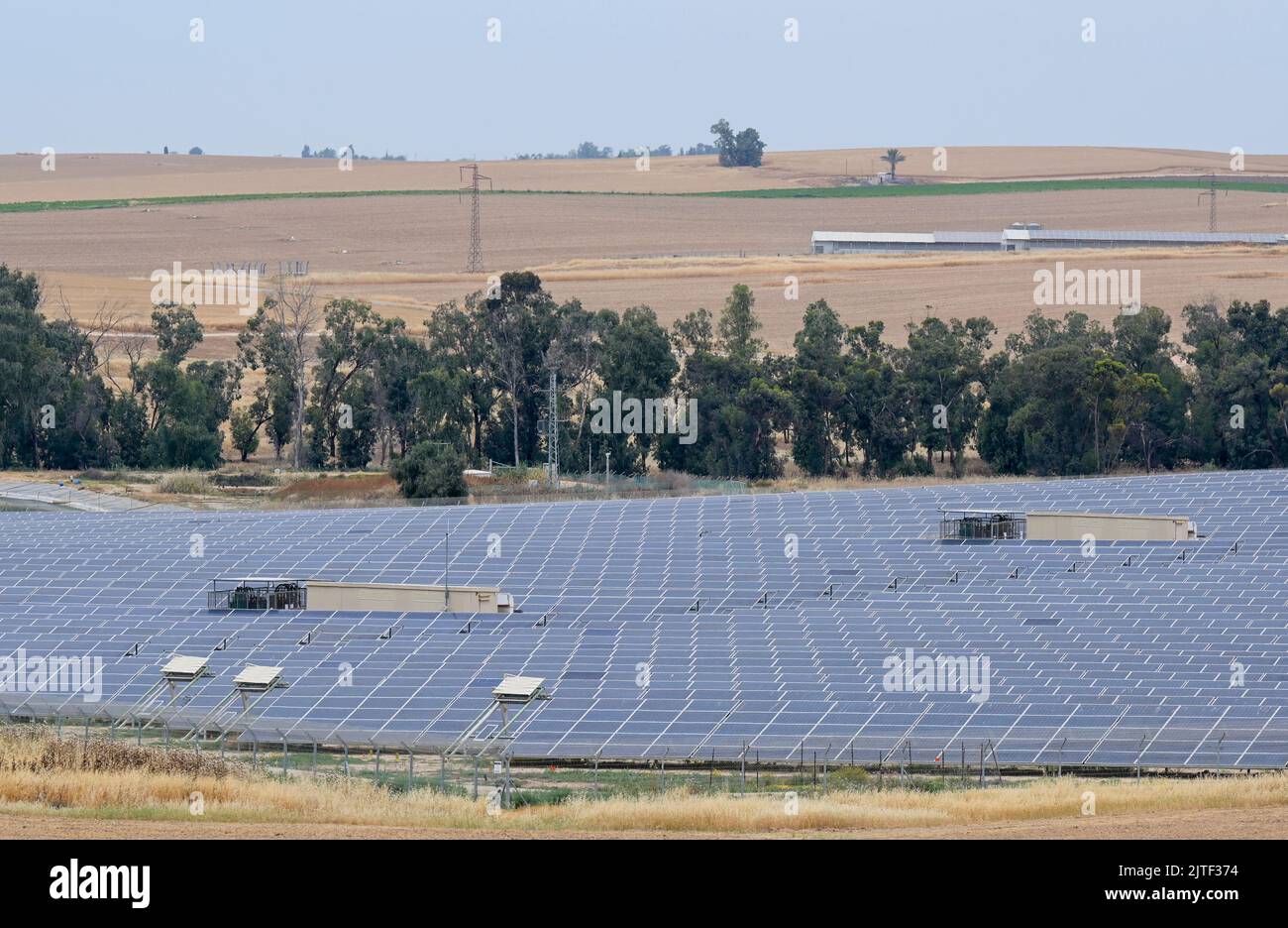 ISRAËL, centrale solaire de Kibbutz pour l'irrigation / Kibutz Farm, Solaranlage für Bewässerung Banque D'Images