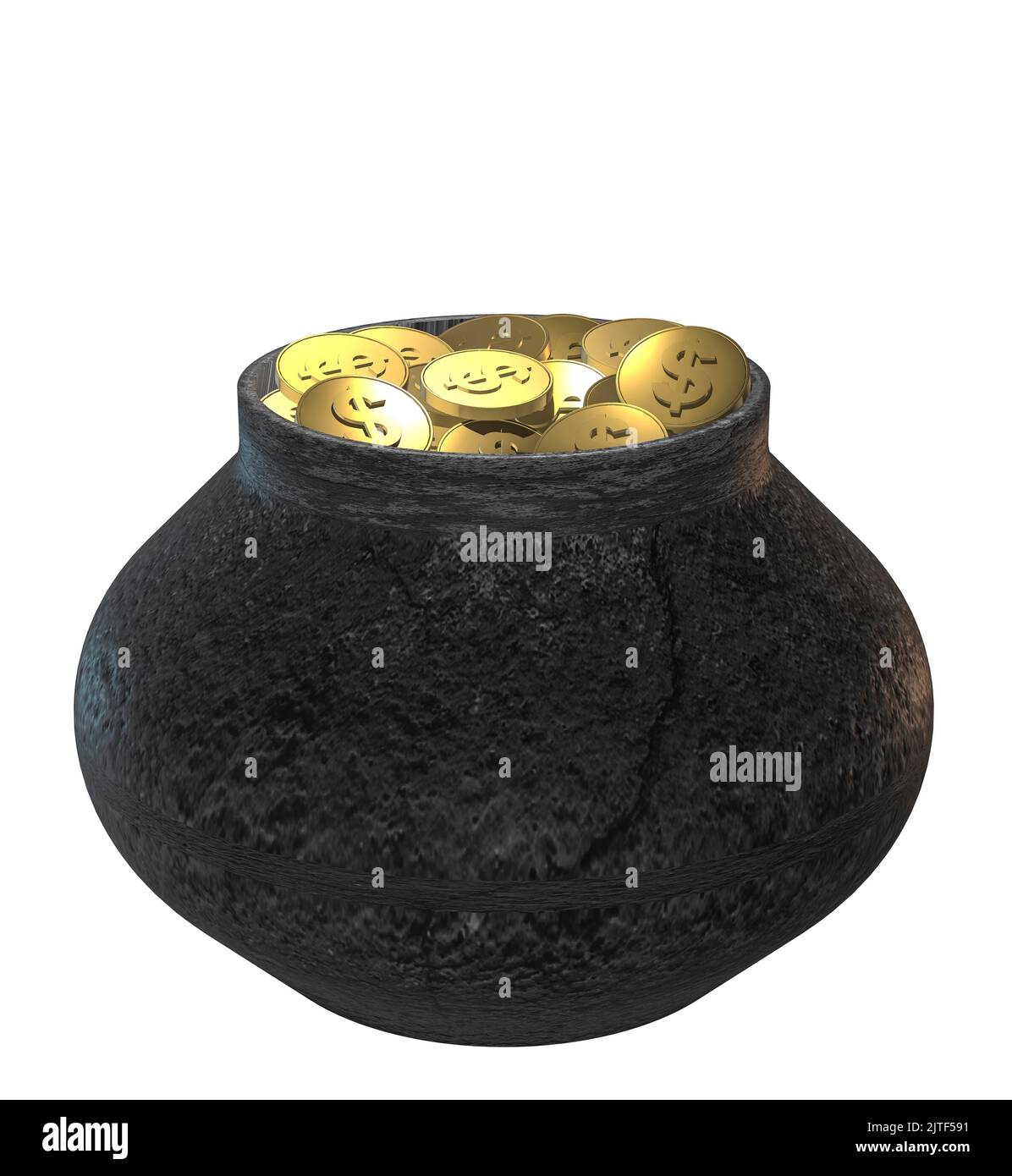 3D pot rendu de pièces d'or concept de pot de pension ou de concept d'oeuf de nid richesse ou richesse Banque D'Images