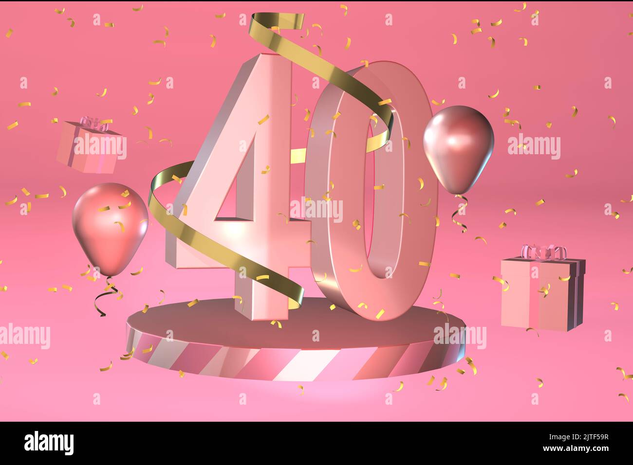 3D présentoir rendu pour 40 40th anniversaire ou quarante quarantième anniversaire carte de célébration ou invitation Banque D'Images