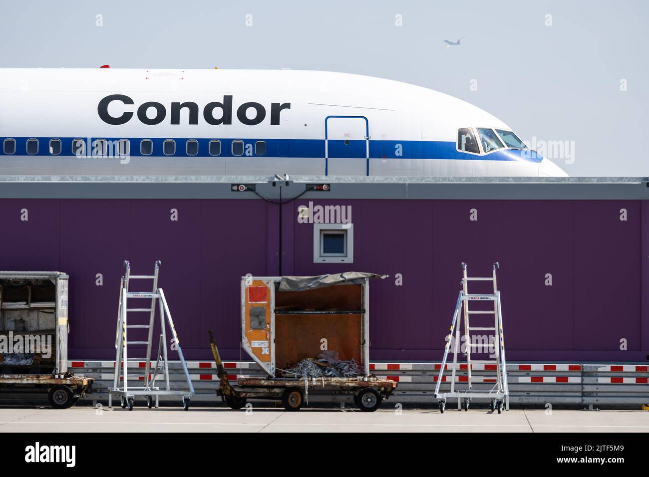 30 août 2022, Hessen, Francfort-sur-le-main : un avion de la compagnie Condor se trouve à l'aéroport de Francfort. Photo: Hannes P. Albert/dpa Banque D'Images