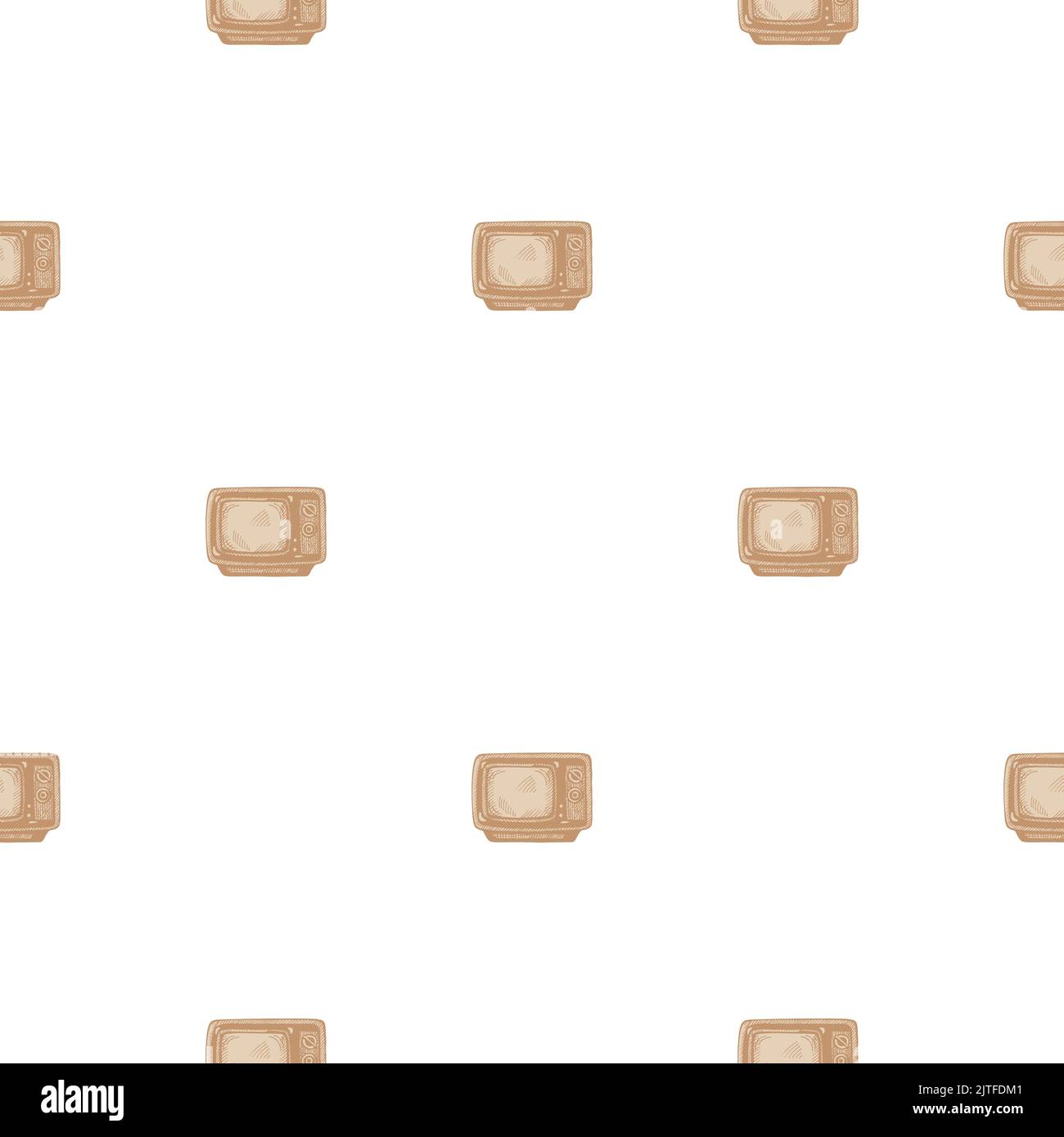 Motif rétro gravé sans couture. Matériel de télévision d'époque de style dessiné à la main. Texture d'esquisse pour tissu, papier peint, textile, imprimé, titl Illustration de Vecteur