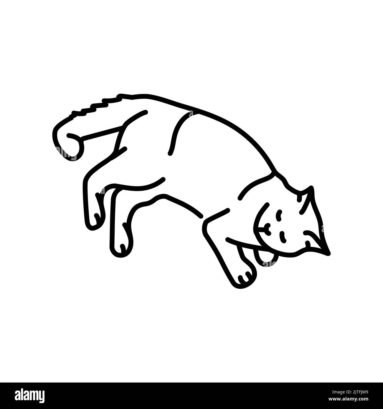 Le chat affaibli est gravement malade icône de ligne de couleur. Symptôme de la maladie. Pictogramme pour page Web, application mobile, Promo. Illustration de Vecteur