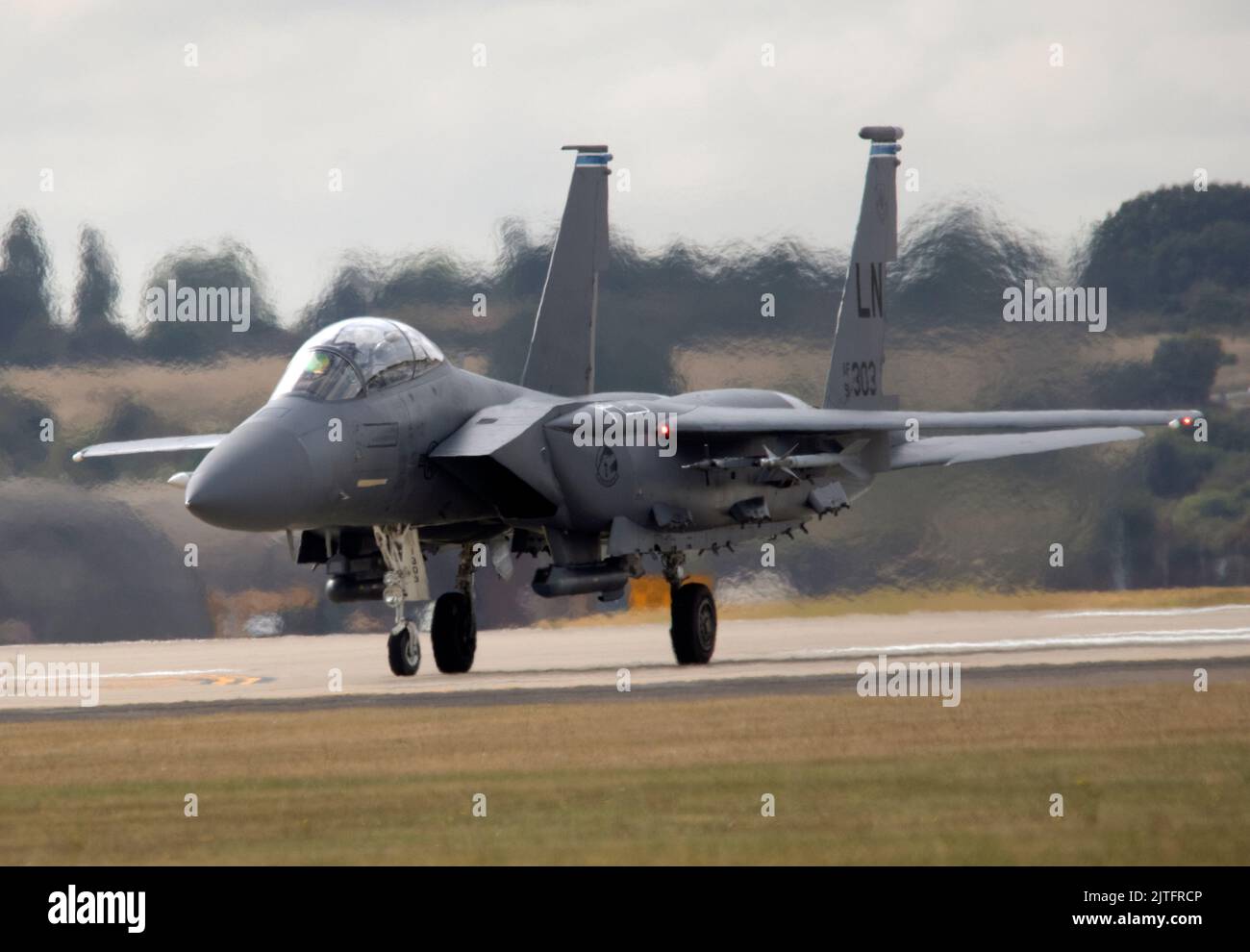 F-15E Strike Eagle Landing Runway 07 RAF Lakenheath, 30th août 2022 Banque D'Images