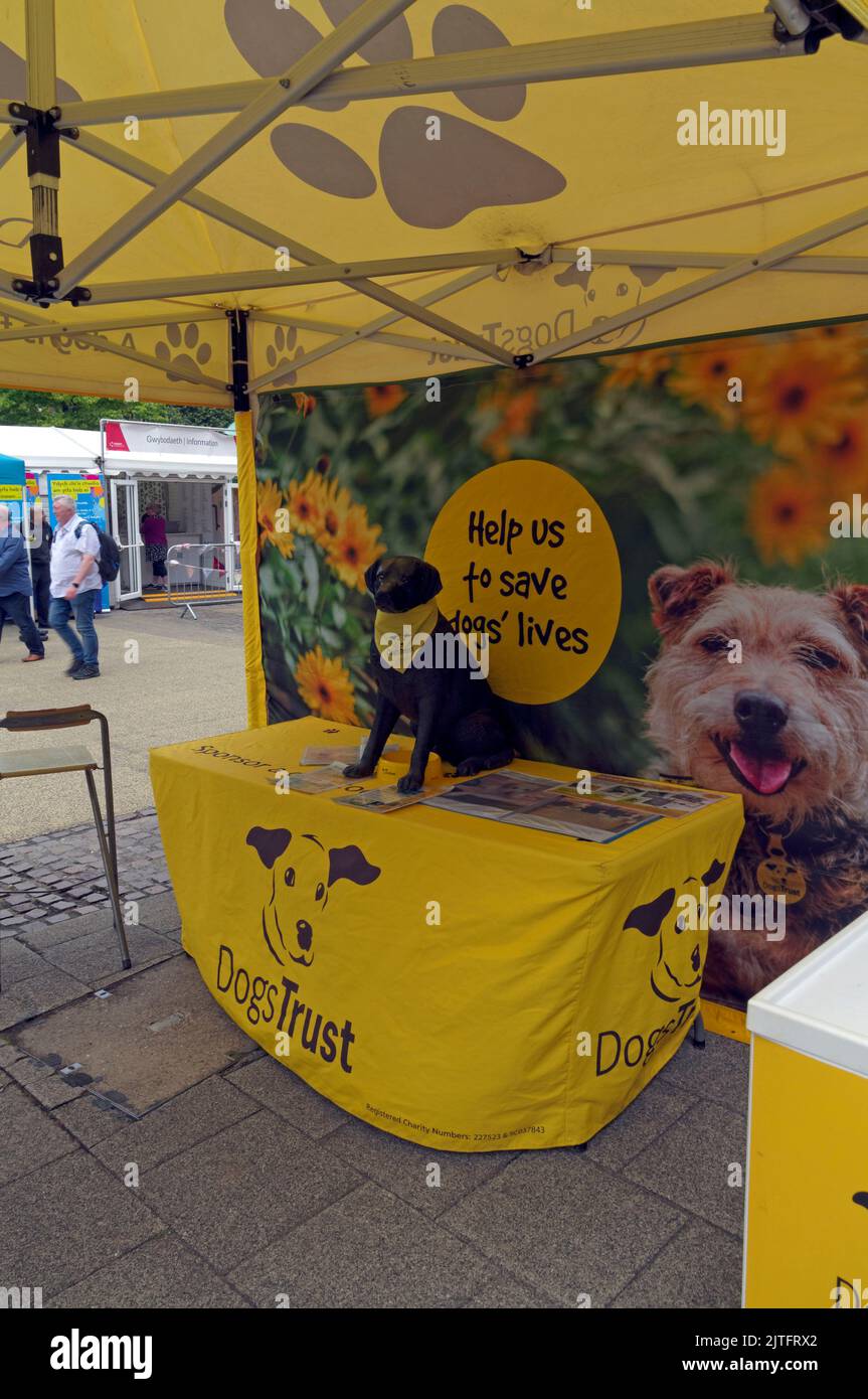 Stand d'informations de la confiance du chien. Cardiff Food Festival. Baie de Cardiff été 2022 Banque D'Images