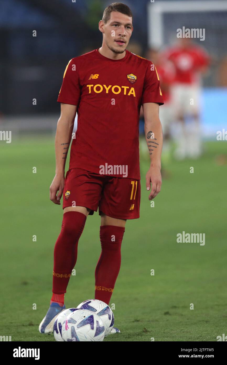 Rome, Italie. 30th août 2022. ROME, Italie - 30.08.2022: Andrea Belotti s'échauffe avant l'italien TIM série Un match de football entre COMME Roma VS Monza Calcio au stade olympique de Rome. Crédit : Agence photo indépendante/Alamy Live News Banque D'Images