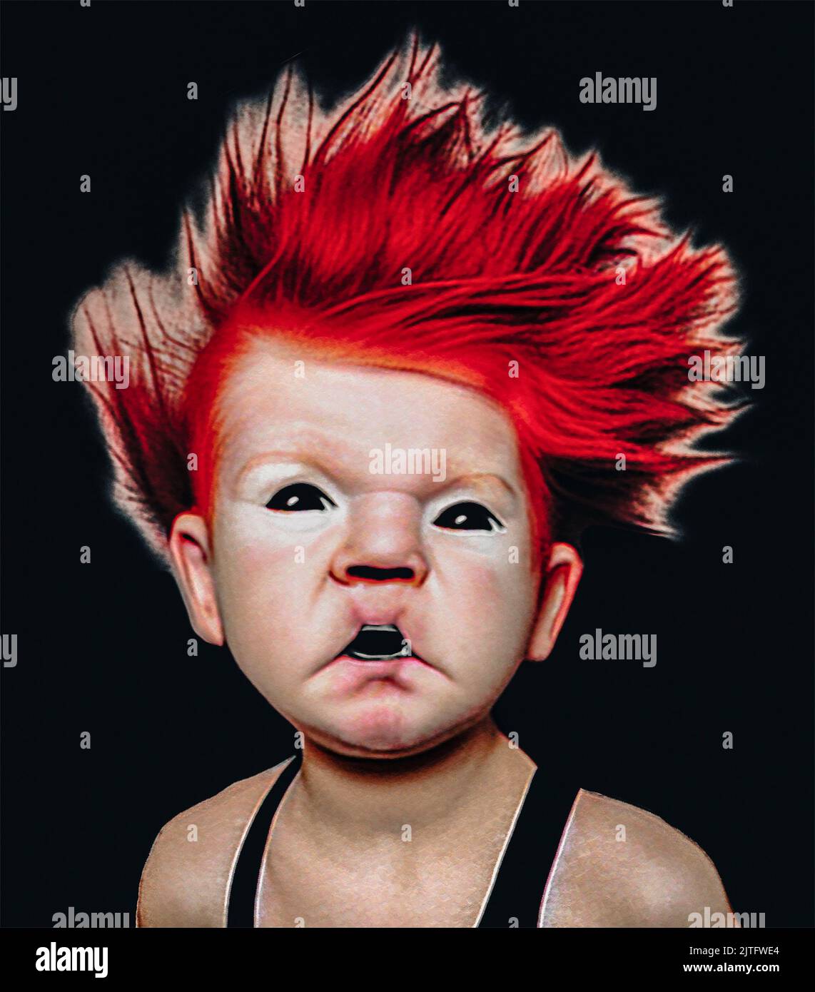 3d art numérique technique de manipulation de photo rouge cheveux creepy garçon portrait illustration Banque D'Images