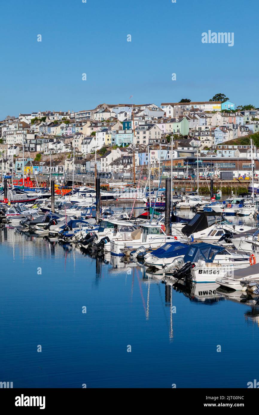 Yachts amarrés à Brixham Marina, Devon, Angleterre Banque D'Images