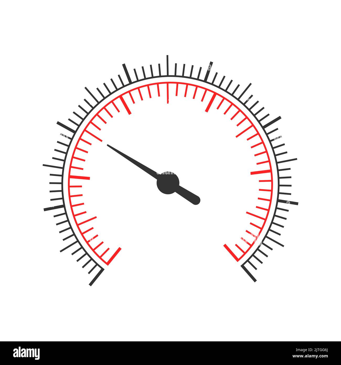 Échelle de mesure ronde avec flèche. Modèle graphique pour compteur de vitesse, manomètre, régulateur de gaz, jauge de niveau de carburant isolé sur fond blanc. Illustration graphique vectorielle Illustration de Vecteur