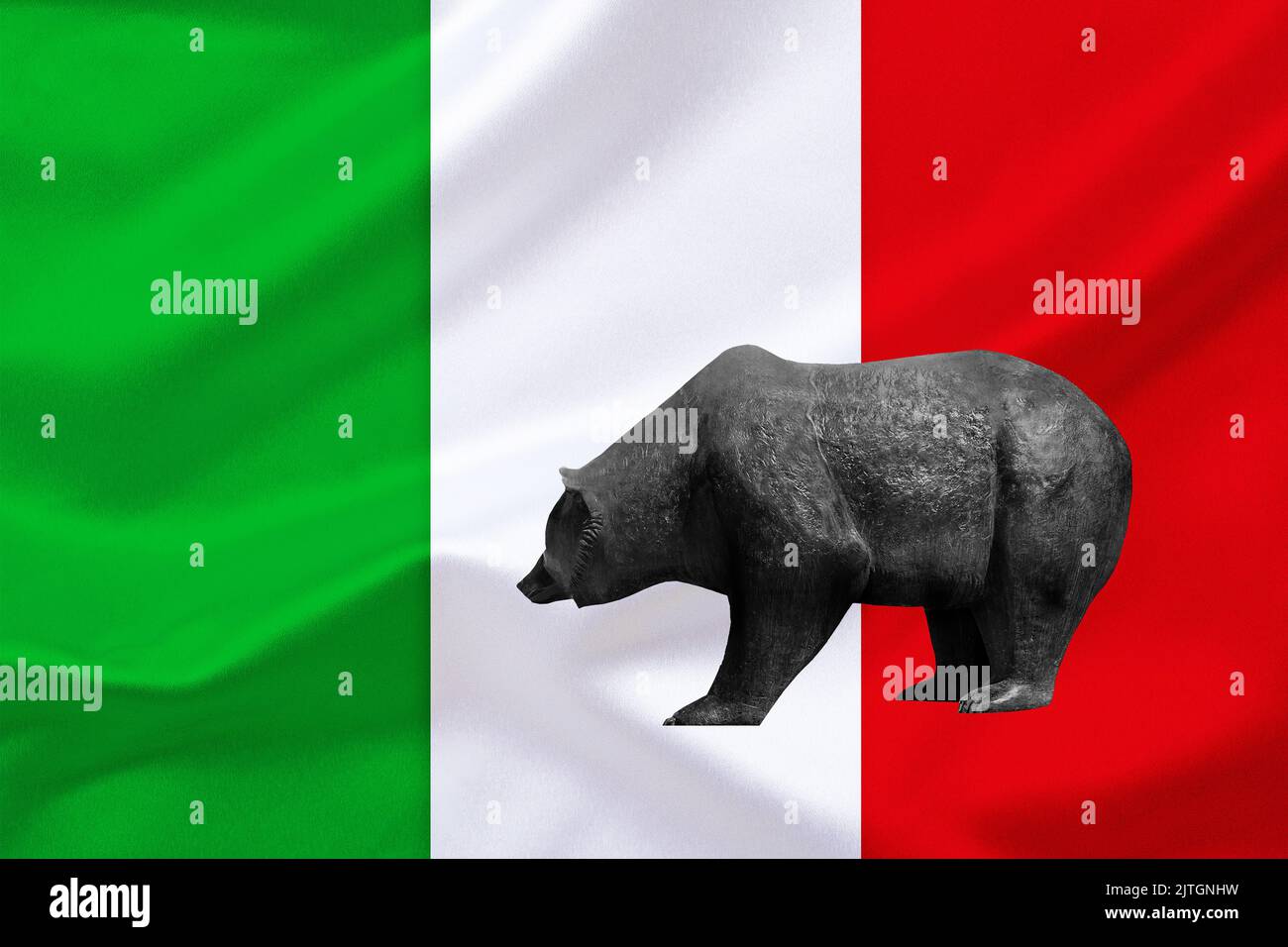 Drapeau de l'Italie, marché baissier - baisse des prix en Italie, Italie Banque D'Images