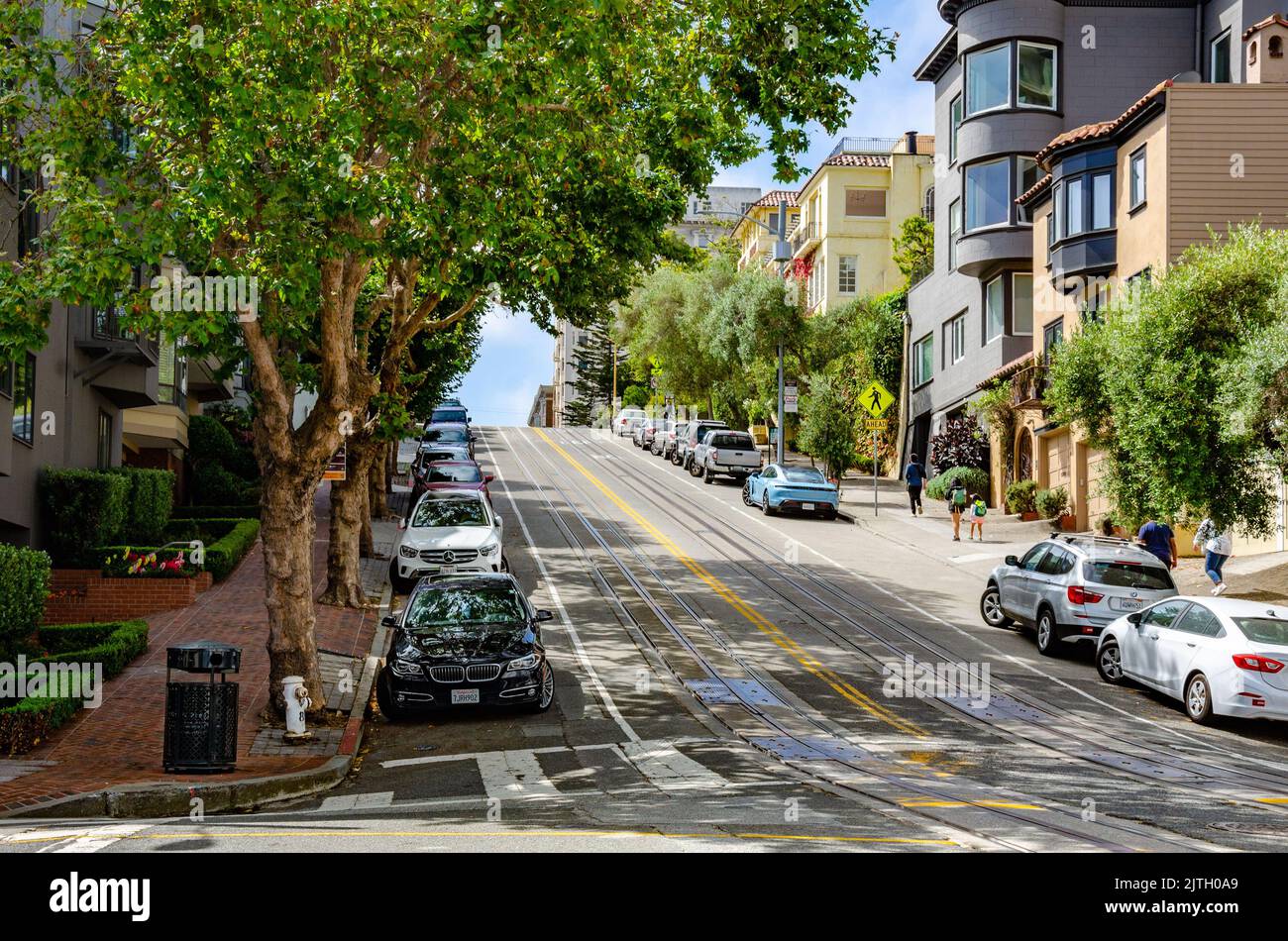 Vue sur Hyde Street à San Francisco, Californie, États-Unis Banque D'Images